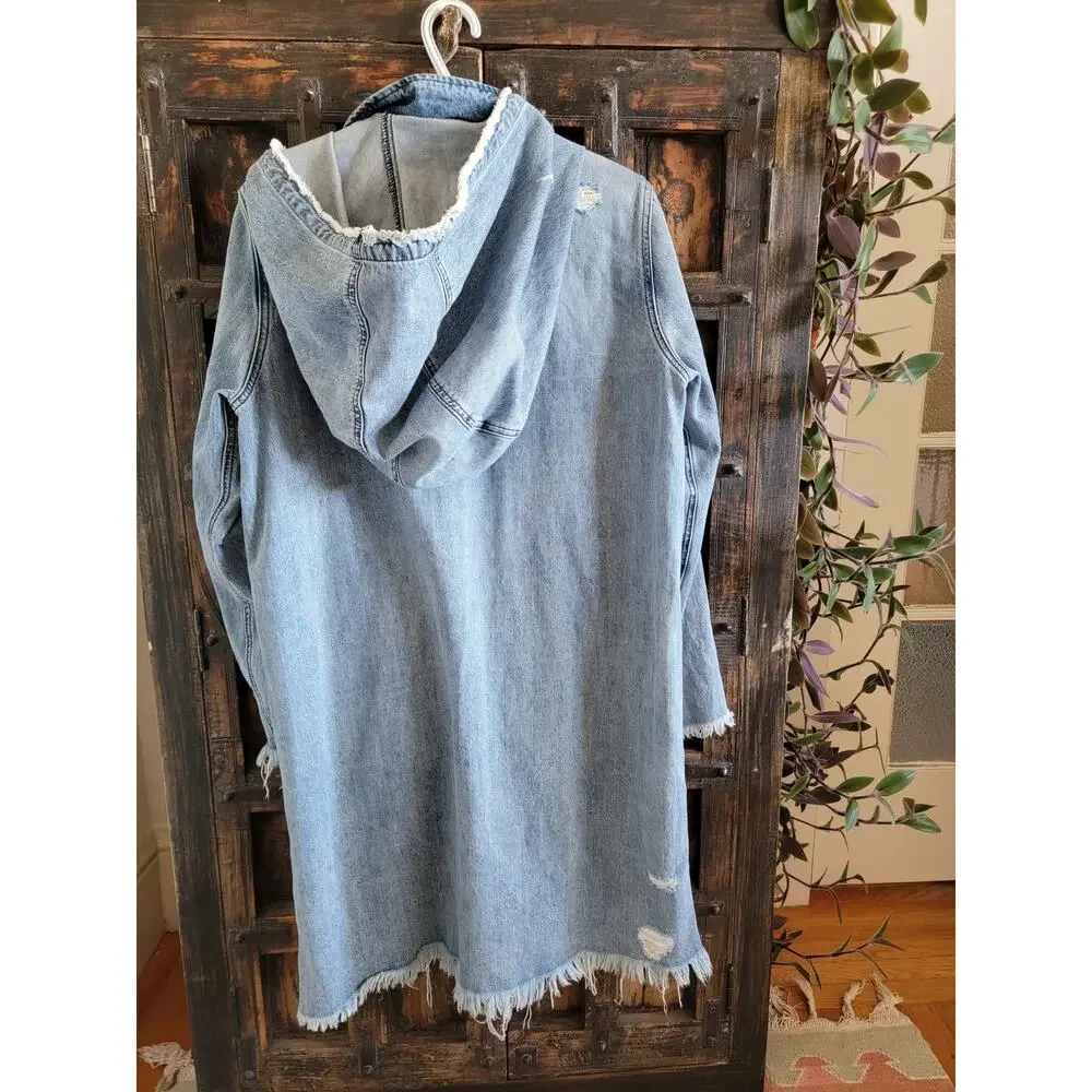 Lucky Big Hood Distressed Denim Jacket OS/XL - Picture 7 of 7